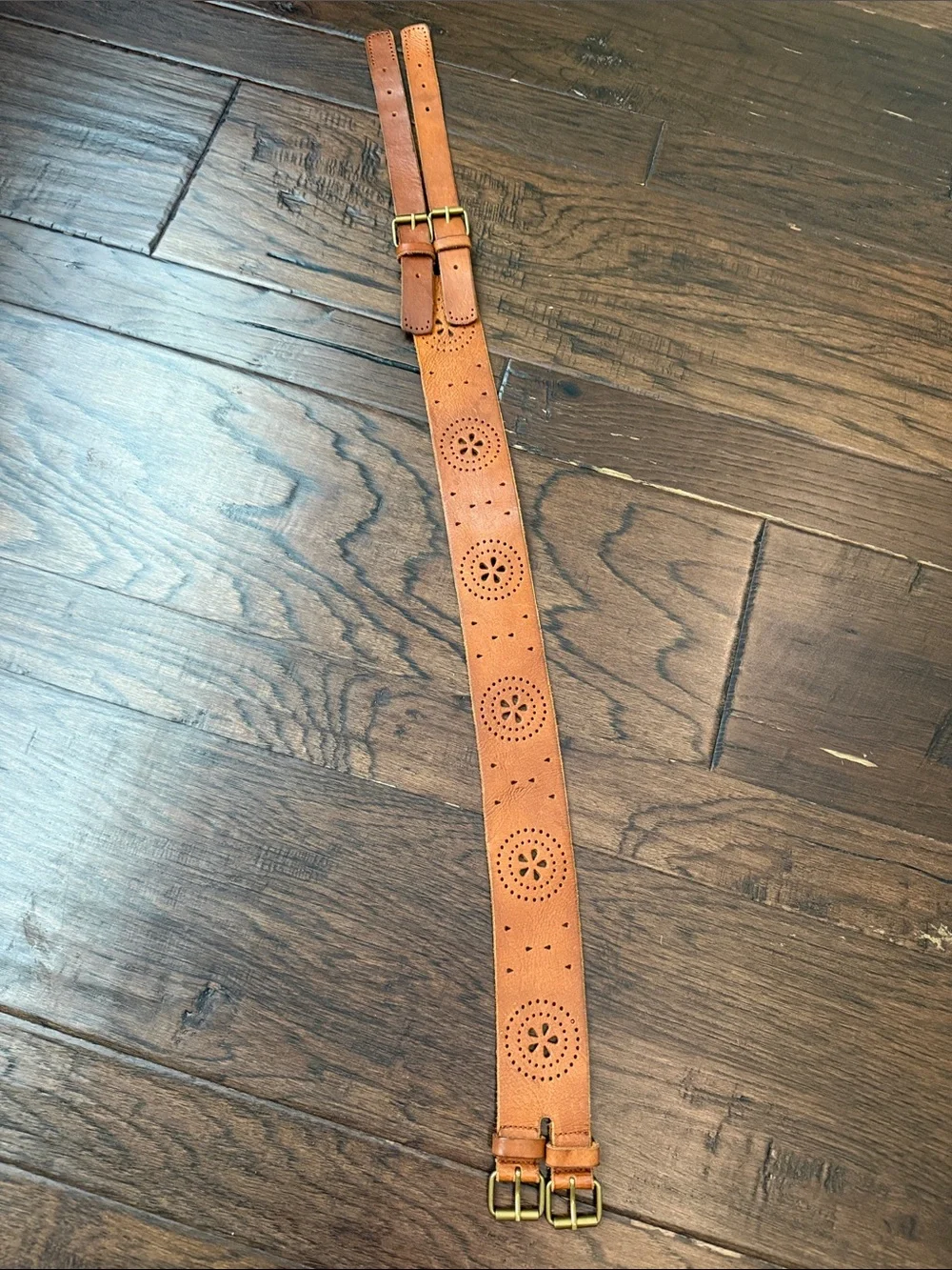 Abercrombie & Fitch Tan Leather Double-Buckle Waist Belt